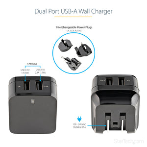 STARTECH mobile device charger Mobile phone, Smartphone, Tablet Black AC Indoor (USB2PACBK) - Cartouches Certifiees