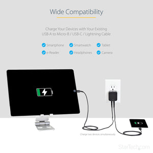 STARTECH mobile device charger Mobile phone, Smartphone, Tablet Black AC Indoor (USB2PACBK) - Cartouches Certifiees