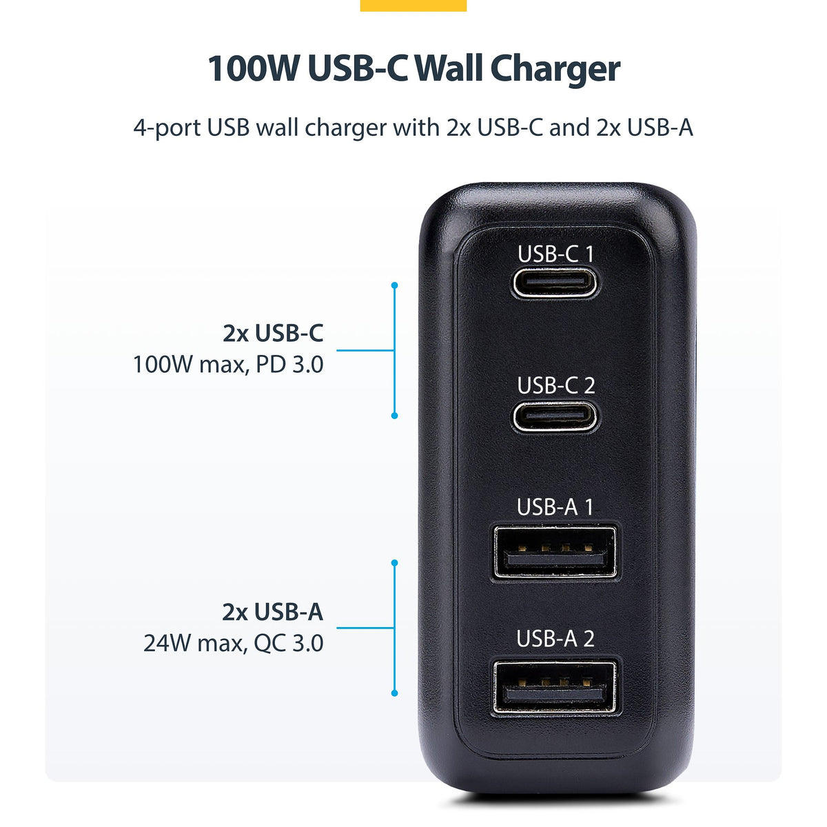 STARTECH mobile device charger Universal Black AC Fast charging Indoor (2210GN-WALL-CHARGER) - Cartouches Certifiees