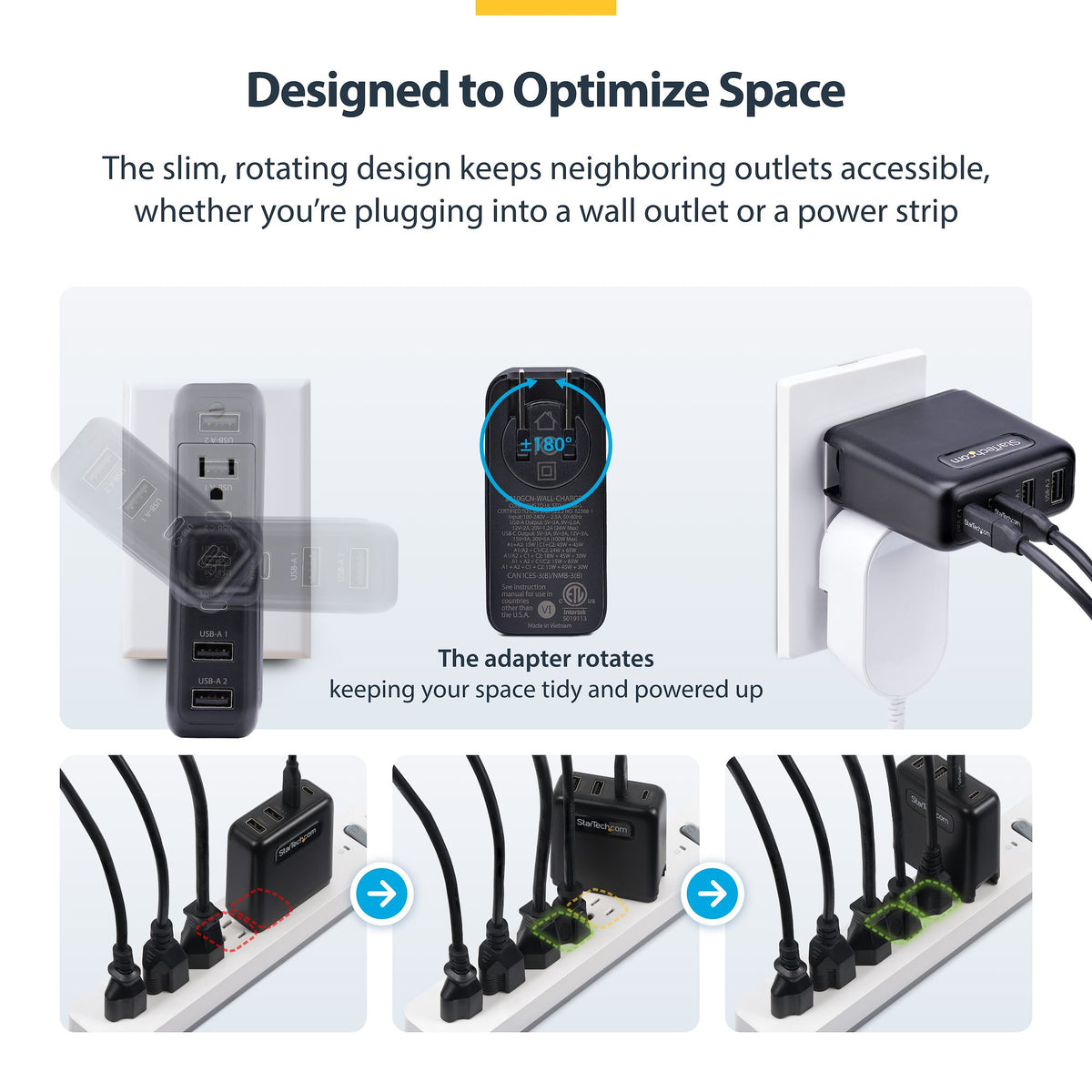 STARTECH mobile device charger Universal Black AC Fast charging Indoor (2210GN-WALL-CHARGER) - Cartouches Certifiees