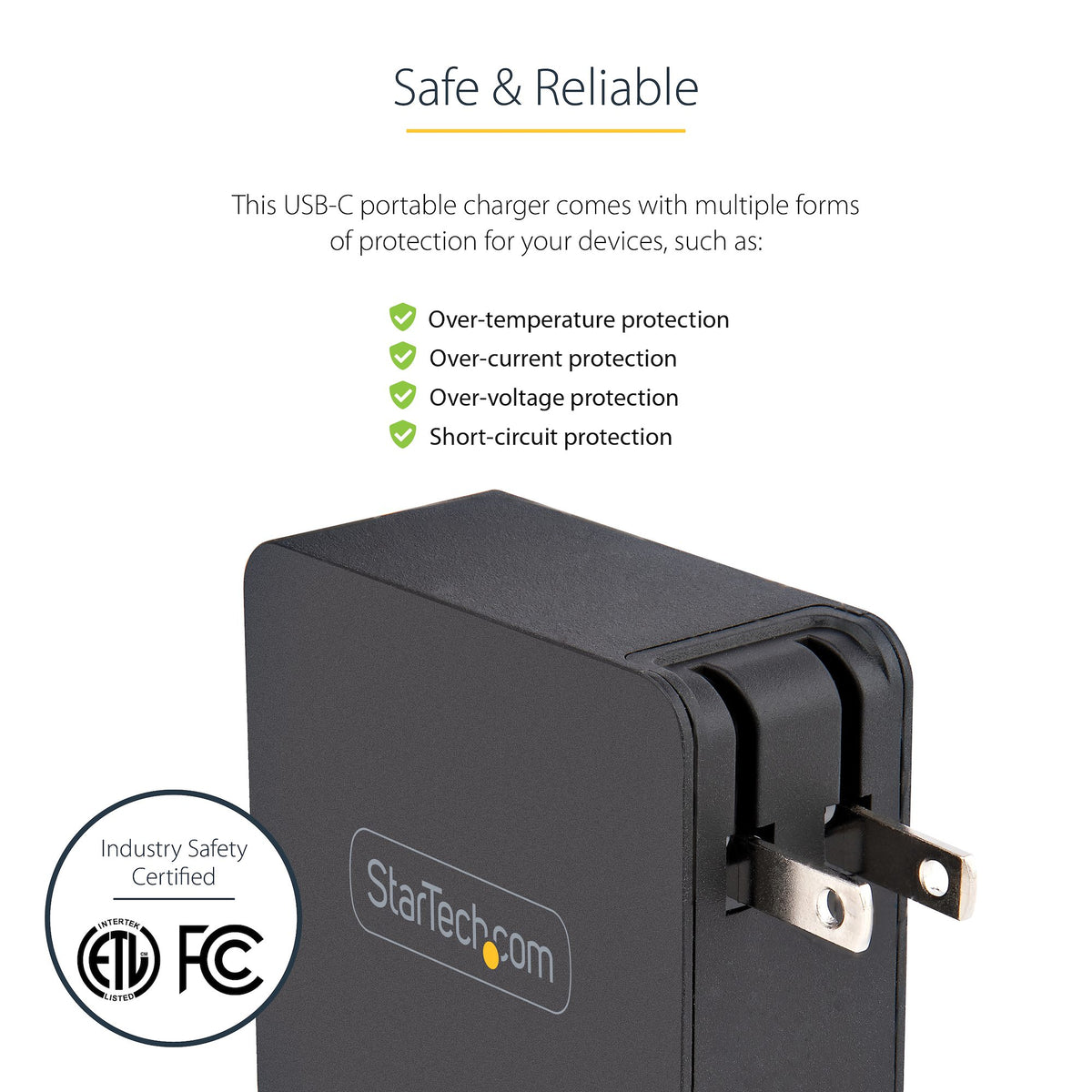 STARTECH mobile device charger Universal Black AC Indoor (WCH1CBK) - Cartouches Certifiees