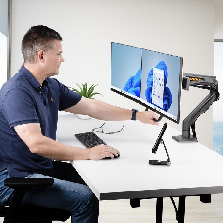 STARTECH monitor mount / stand 68,6 cm (27") Desk Black (H2M1AS2-MONITOR-ARM) - Cartouches Certifiees