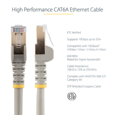 STARTECH networking cable Grey 2,7 m Cat6a (C6ASPAT9GR) - Cartouches Certifiees