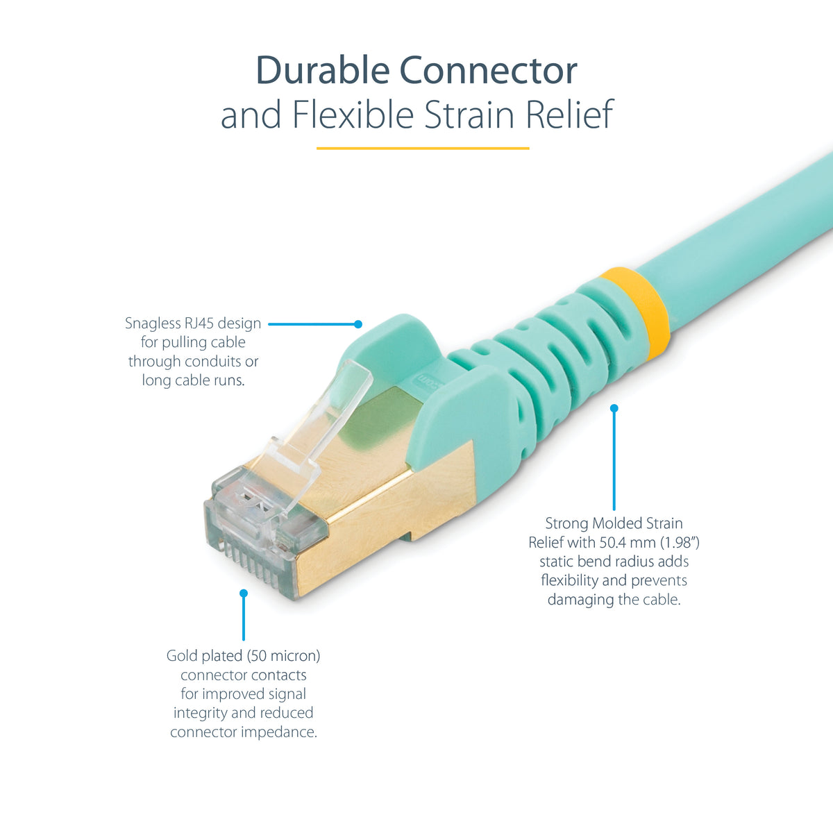 STARTECH networking cable Turquoise 1,2 m Cat6a (C6ASPAT4AQ) - Cartouches Certifiees