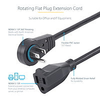 STARTECH power cable Black 1,8 m NEMA 5-15P NEMA 5-15R (RTPAC1016) - Cartouches Certifiees