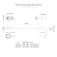 STARTECH power cable Black 1,8 m NEMA 5-15P NEMA 5-15R (RTPAC1016) - Cartouches Certifiees