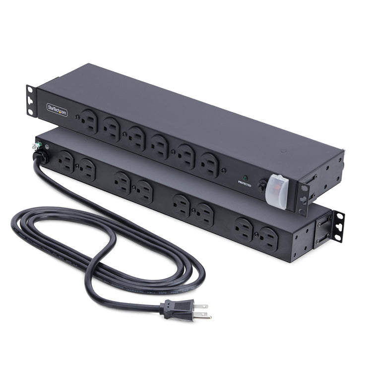 STARTECH power distribution unit (PDU) 14 AC outlet(s) 1U Black (1415B8H-RACK-PDU-SP) - Cartouches Certifiees