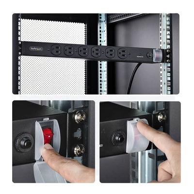 STARTECH power distribution unit (PDU) 14 AC outlet(s) 1U Black (1415B8H-RACK-PDU-SP) - Cartouches Certifiees