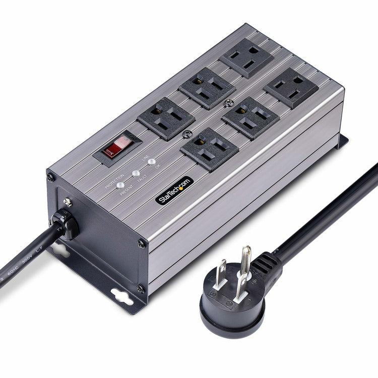 STARTECH power distribution unit (PDU) 6 AC outlet(s) Grey (6N515S8-POWER-STRIP) - Cartouches Certifiees