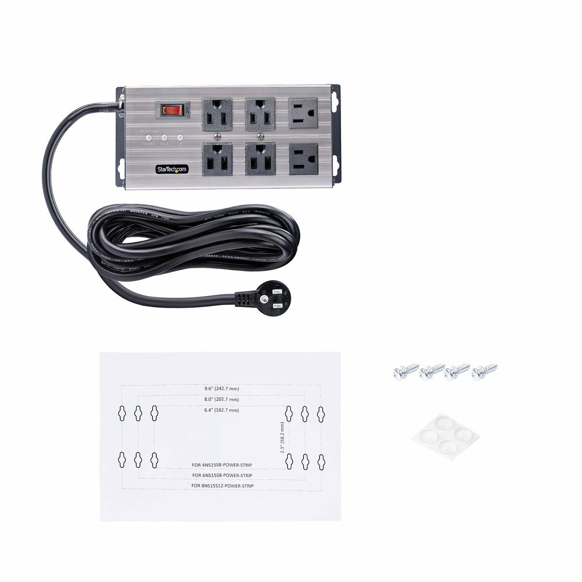 STARTECH power distribution unit (PDU) 6 AC outlet(s) Grey (6N515S8-POWER-STRIP) - Cartouches Certifiees