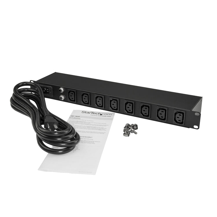 STARTECH power distribution unit (PDU) 8 AC outlet(s) 1U Black (PDU08C13H) - Cartouches Certifiees