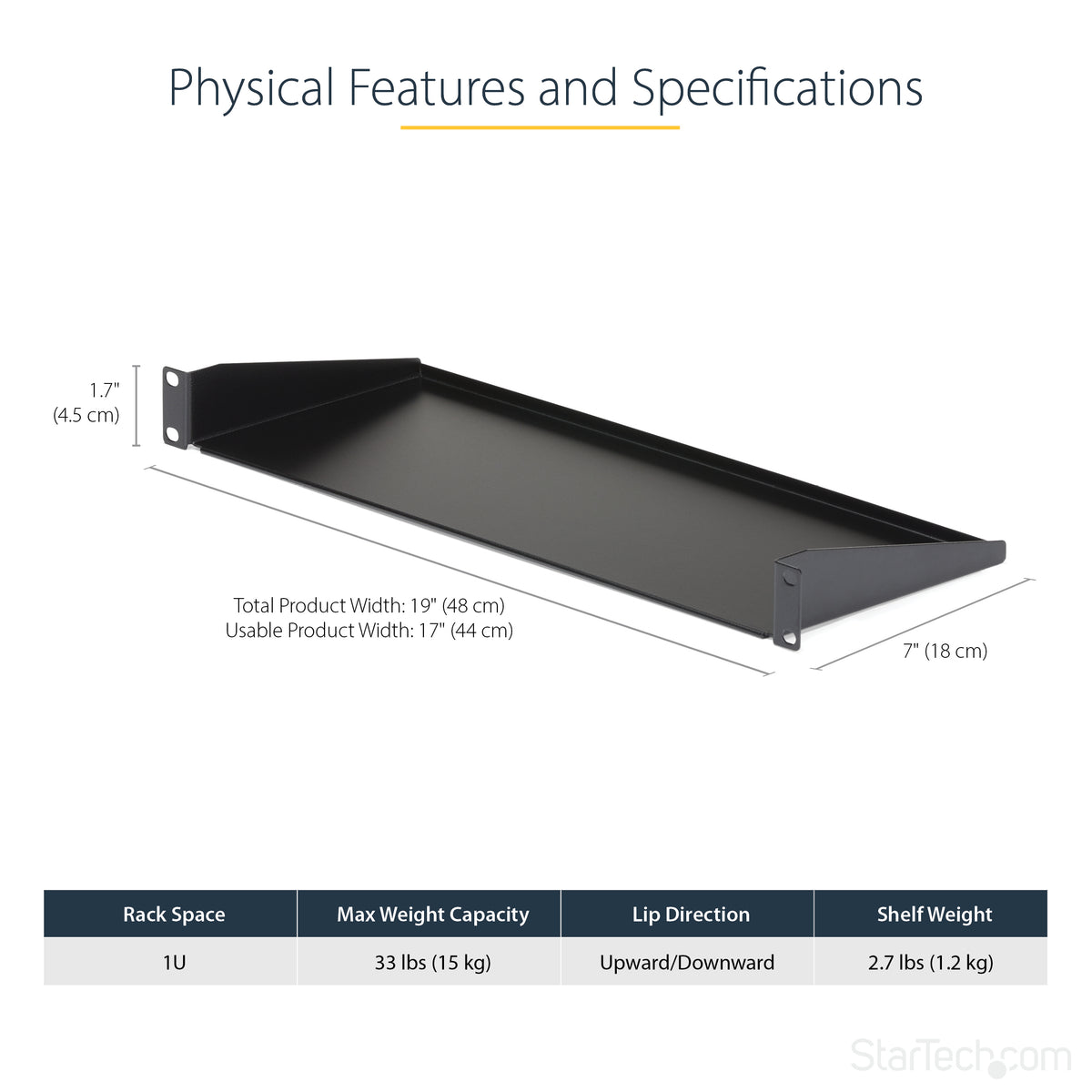 STARTECH rack accessory Shelf (CABSHELF1U) - Cartouches Certifiees