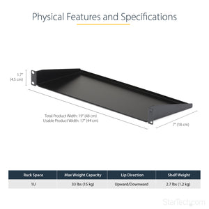 STARTECH rack accessory Shelf (CABSHELF1U) - Cartouches Certifiees