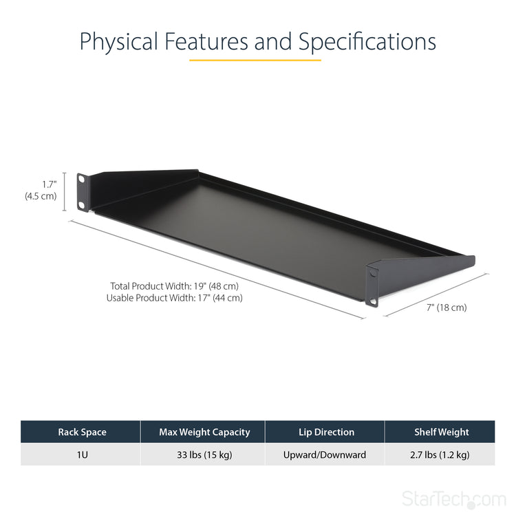 STARTECH rack accessory Shelf (CABSHELF1U) - Cartouches Certifiees