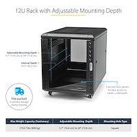 STARTECH rack cabinet 12U Freestanding rack Black (RK1236BKF) - Cartouches Certifiees