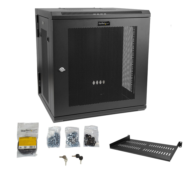 STARTECH rack cabinet 12U Wall mounted rack Black (RK1224WALHM) - Cartouches Certifiees