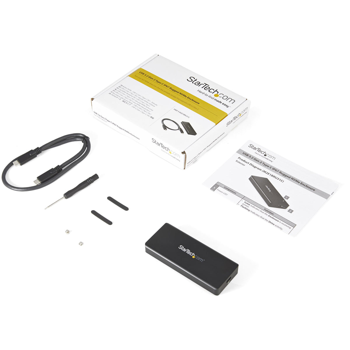 STARTECH storage drive enclosure SSD enclosure Black M.2 (M2E1BRU31C) - Cartouches Certifiees
