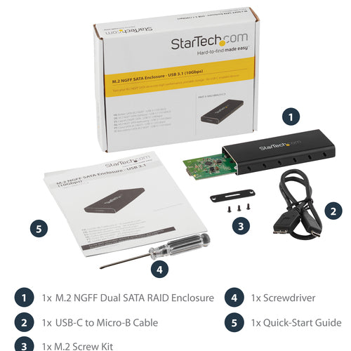STARTECH storage drive enclosure SSD enclosure Black, Silver M.2 (SM21BMU31C3) - Cartouches Certifiees
