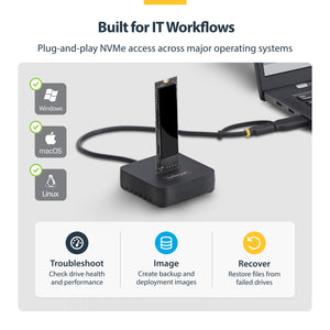 STARTECH USB-C/USB-A TO M.2 NVME DOCK ADAPTER SUPPORTS UP TO 10GBPS; DRIVERLESS SETUP FOR (1USB3-NVME-DOCK) - Cartouches Certifiees