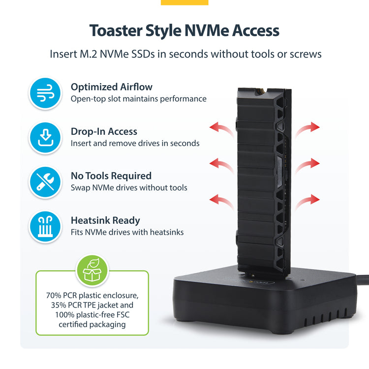 STARTECH USB-C/USB-A TO M.2 NVME DOCK ADAPTER SUPPORTS UP TO 10GBPS; DRIVERLESS SETUP FOR (1USB3-NVME-DOCK) - Cartouches Certifiees