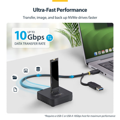 STARTECH USB-C/USB-A TO M.2 NVME DOCK ADAPTER SUPPORTS UP TO 10GBPS; DRIVERLESS SETUP FOR (1USB3-NVME-DOCK) - Cartouches Certifiees