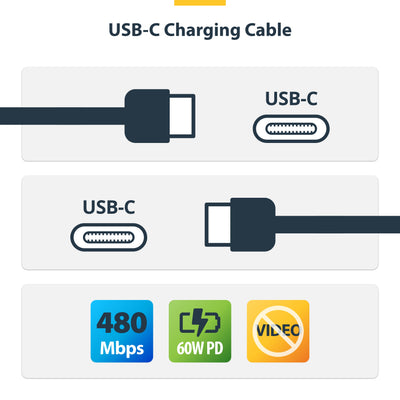 STARTECH USB cable USB 2.0 0,9 m USB C 0,48 Gbit/s 60 W Black (USB2CC3FBKE) - Cartouches Certifiees