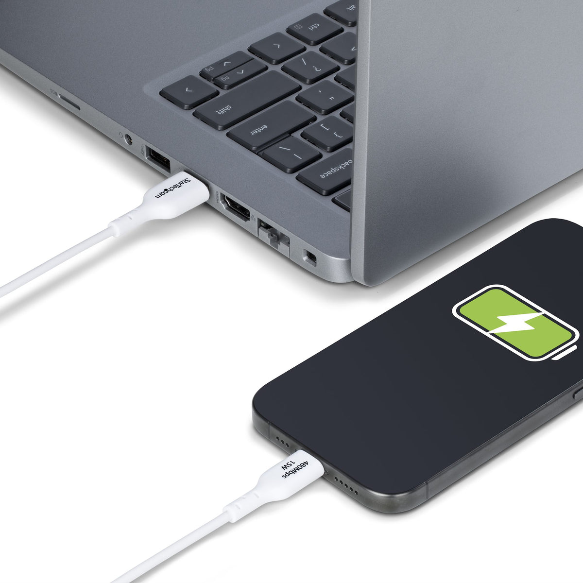 STARTECH USB cable USB 2.0 1,8 m USB A USB C 0,48 Gbit/s White (USB2AC6FWHE) - Cartouches Certifiees