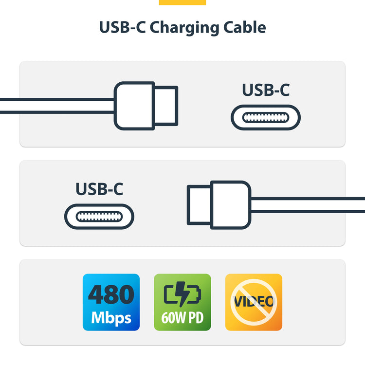 STARTECH USB cable USB 2.0 1 m USB C 0,48 Gbit/s 60 W White (USB2CC1MNCWHE) - Cartouches Certifiees