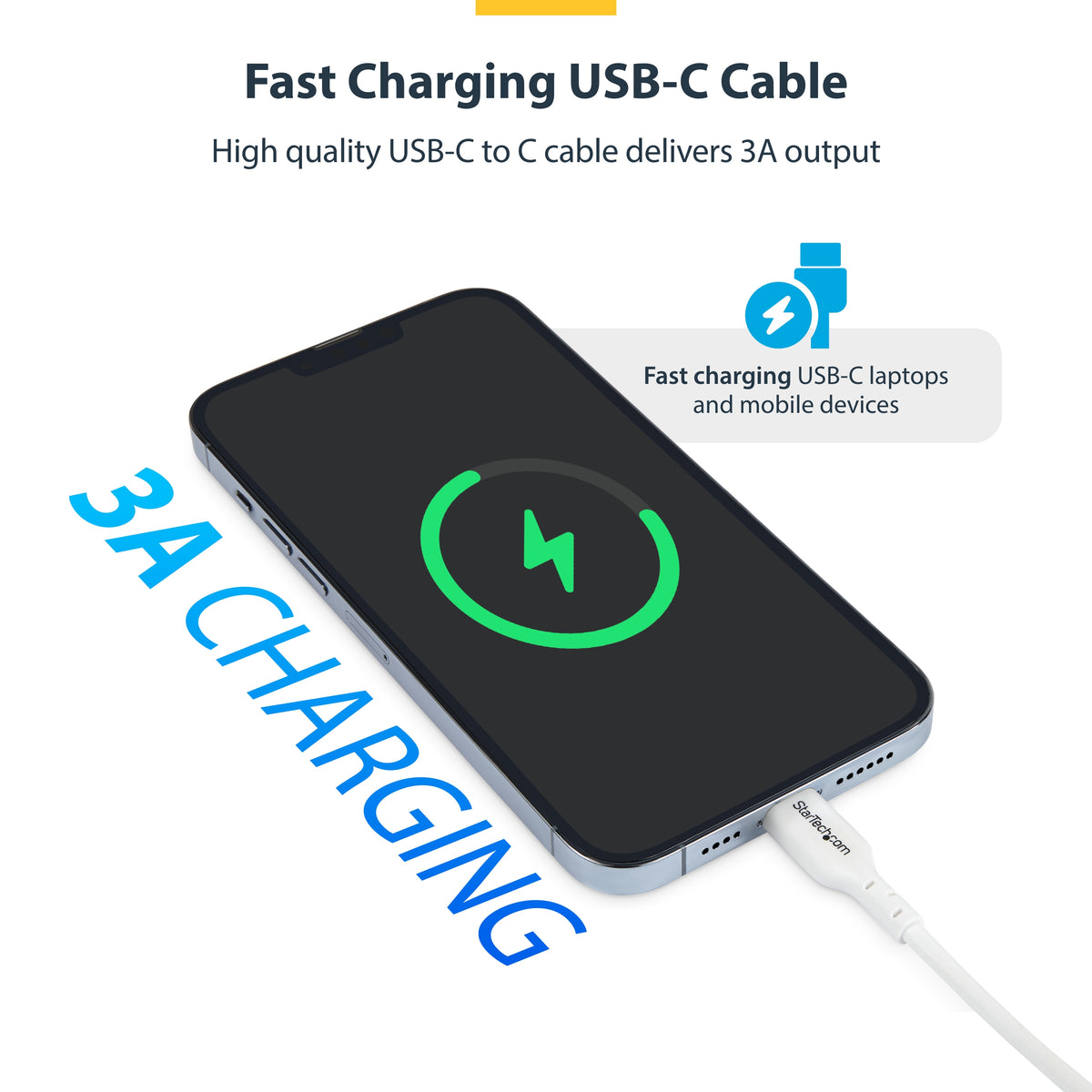 STARTECH USB cable USB 2.0 1 m USB C 0,48 Gbit/s 60 W White (USB2CC1MNCWHE) - Cartouches Certifiees