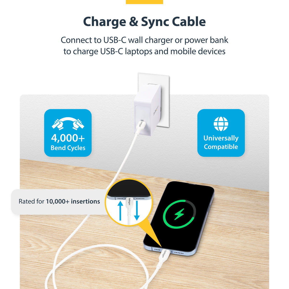 STARTECH USB cable USB 2.0 1 m USB C 0,48 Gbit/s 60 W White (USB2CC1MNCWHE) - Cartouches Certifiees