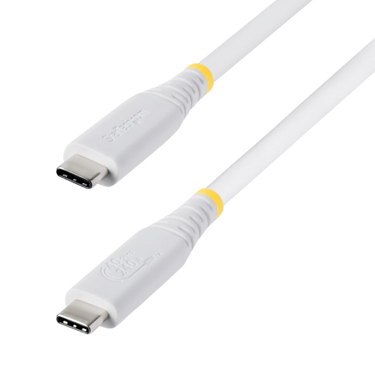 STARTECH USB cable USB4 Gen 3x2 0,5 m USB C 40 Gbit/s 240 W White (CC50CM40GUSB4TPW) - Cartouches Certifiees