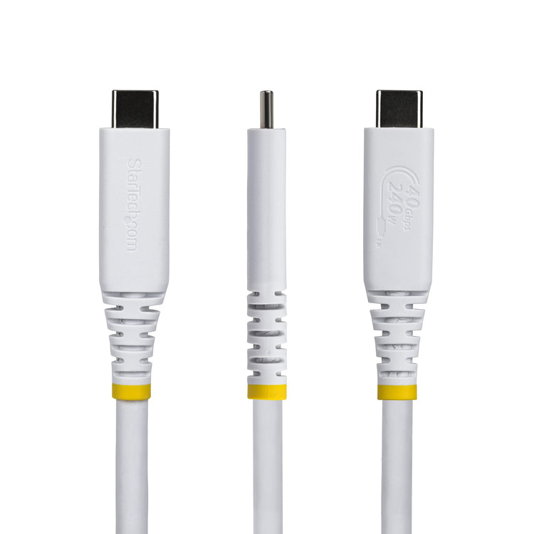 STARTECH USB cable USB4 Gen 3x2 0,5 m USB C 40 Gbit/s 240 W White (CC50CM40GUSB4TPW) - Cartouches Certifiees