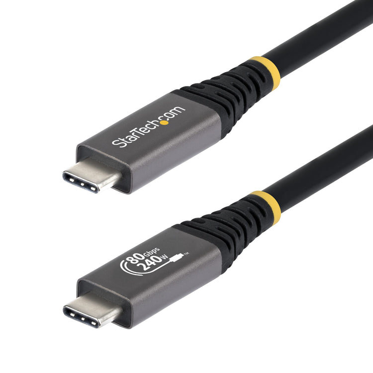 STARTECH USB cable USB4 Gen 4x2 0,5 m USB C 80 Gbit/s 240 W Black (CC18IN80GUSB4CABLE) - Cartouches Certifiees