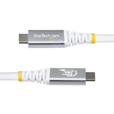 STARTECH USB cable USB4 Gen 4x2 1,5 m USB C 80 Gbit/s 240 W White (CC5FT80GUSB4CABLEW) - Cartouches Certifiees