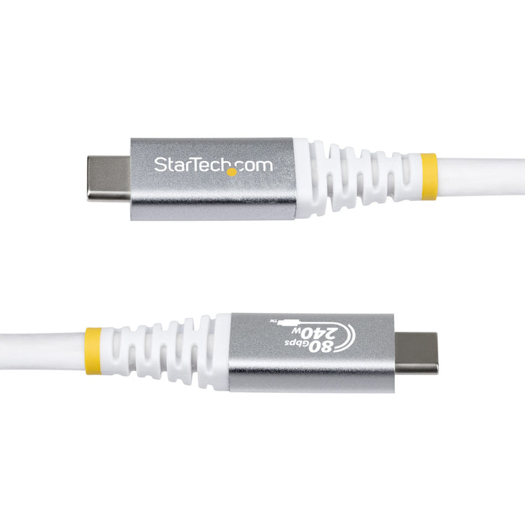 STARTECH USB cable USB4 Gen 4x2 1,5 m USB C 80 Gbit/s 240 W White (CC5FT80GUSB4CABLEW) - Cartouches Certifiees