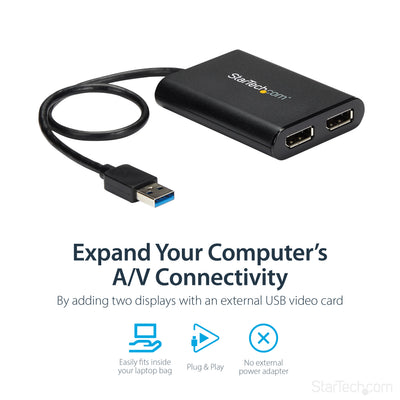 STARTECH USB graphics adapter 4096 x 2160 pixels Black (USB32DP24K60) - Cartouches Certifiees