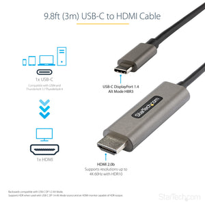 STARTECH video cable adapter 3 m HDMI Type A (Standard) USB Type-C Black, Silver (CDP2HDMM3MH) - Cartouches Certifiees