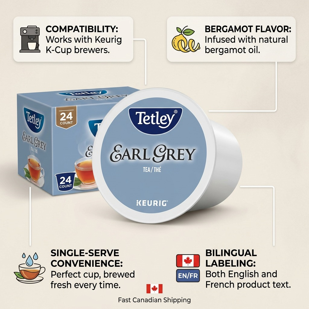TEA-K CUP TETLEY EARL GREY 24/BX 24/BX - Cartouches Certifiees