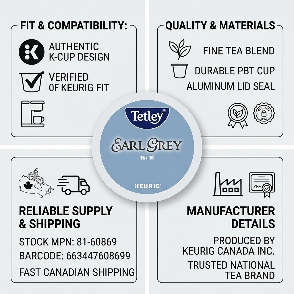 TEA-K CUP TETLEY EARL GREY 24/BX 24/BX - Cartouches Certifiees
