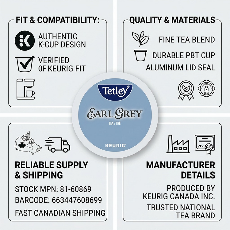 TEA-K CUP TETLEY EARL GREY 24/BX 24/BX - Cartouches Certifiees