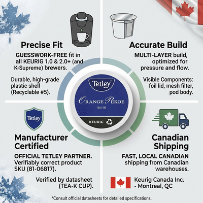 TEA-K CUP TETLEY ORANGE PEKOE 24/BX 24/BX - Cartouches Certifiees