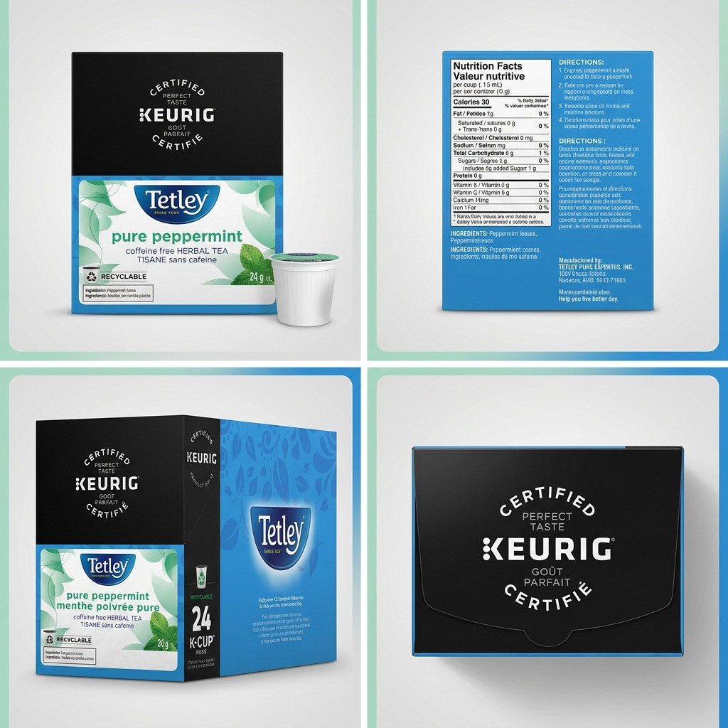 TEA-K CUP TETLEY PURE PEPPERMINT 24/BX 24/BX - Cartouches Certifiees