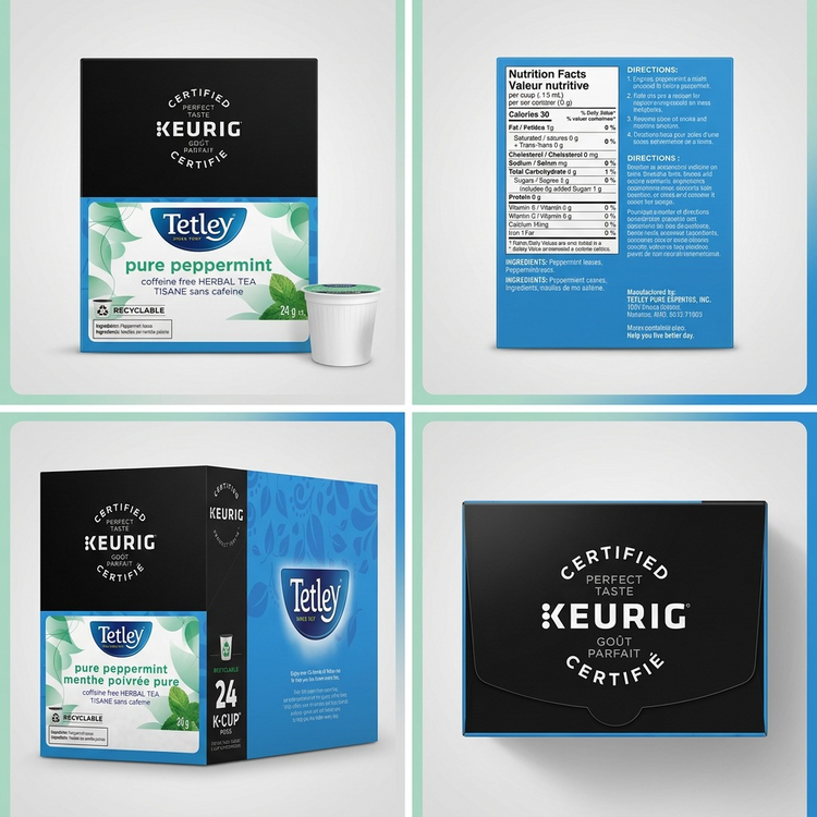 TEA-K CUP TETLEY PURE PEPPERMINT 24/BX 24/BX - Cartouches Certifiees