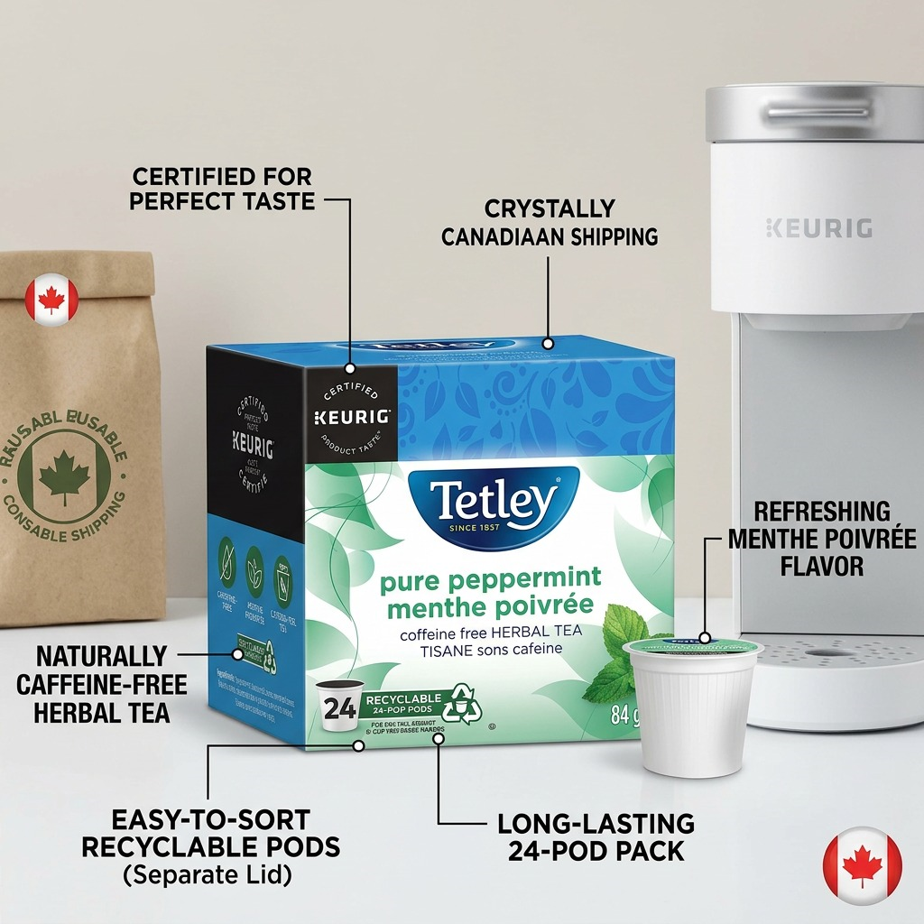 TEA-K CUP TETLEY PURE PEPPERMINT 24/BX 24/BX - Cartouches Certifiees