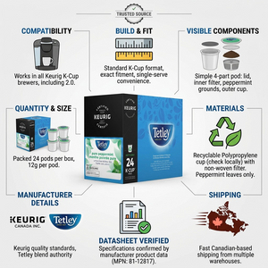 TEA-K CUP TETLEY PURE PEPPERMINT 24/BX 24/BX - Cartouches Certifiees
