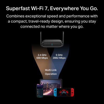 TP-LINK BE3600 Wi-Fi 7 wireless router 2.5 Gigabit Ethernet Dual-band (2.4 GHz / 5 GHz) Black (TL-WR3602BE) - Cartouches Certifiees