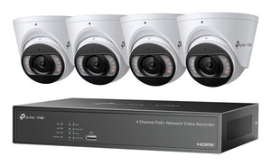 TP-LINK KIT 4 VIDEOCAMERE Turret 4MP Full-Color IPC e NVR 4 Canali PoE+ video surveillance kit Wired 4 channels (VIGI NK4P-T4425-2T) - Cartouches Certifiees