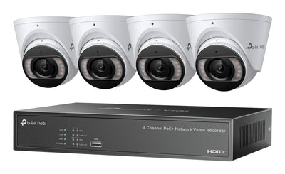 TP-LINK KIT 4 VIDEOCAMERE Turret 4MP Full-Color IPC e NVR 4 Canali PoE+ video surveillance kit Wired 4 channels (VIGI NK4P-T4425-2T) - Cartouches Certifiees