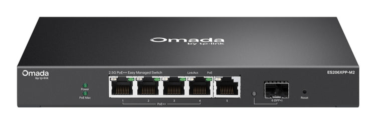 TP-LINK network switch Managed L2 2.5G Ethernet (100/1000/2500) Power over Ethernet (PoE) Desktop/Wall-Mounting Black (ES206XPP-M2) - Cartouches Certifiees