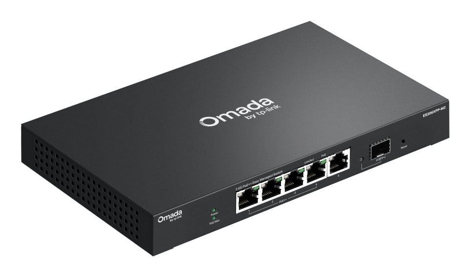 TP-LINK network switch Managed L2 2.5G Ethernet (100/1000/2500) Power over Ethernet (PoE) Desktop/Wall-Mounting Black (ES206XPP-M2) - Cartouches Certifiees